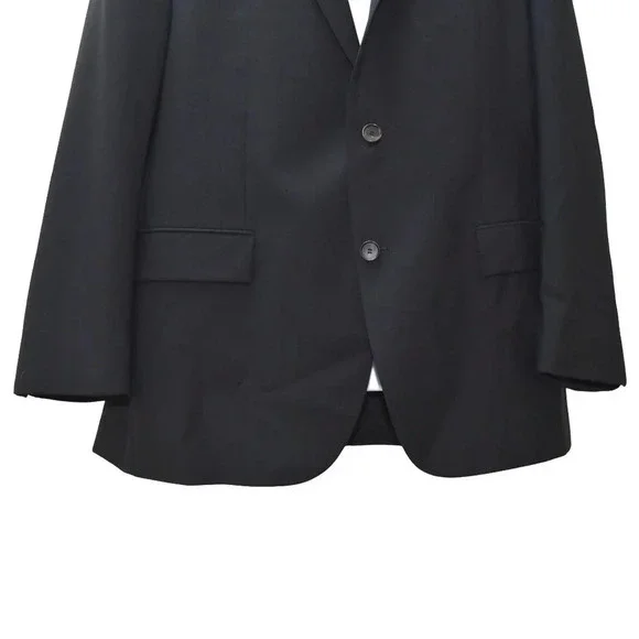 Hugo Boss Suit Top Coat 100% Virgin Wool Made in USA Size 46 R Black Career